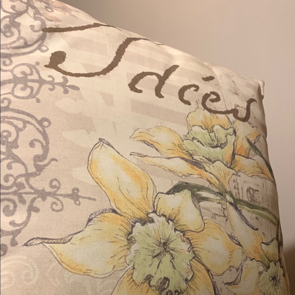 Floral Accent Pillow with Yellow and Green Design